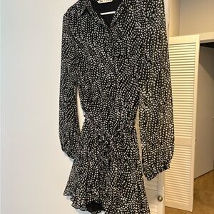 Elegant Black and White Polka Dot Dress Zara size M